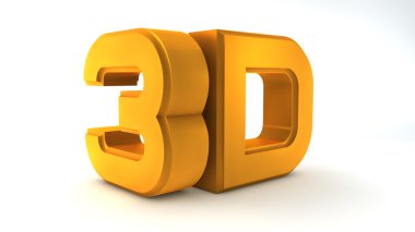 Beyaz izole mat zemin üzerinde büyük üç boyutlu logo. Mat altın. 3D logo.