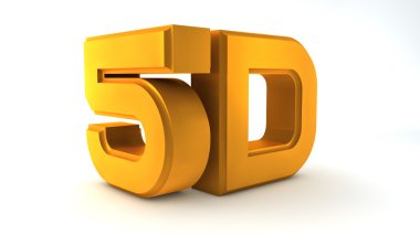 Beyaz izole mat zemin üzerinde büyük üç boyutlu logo. Mat altın. 5d logo.