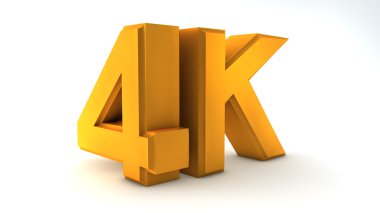 Beyaz izole mat zemin üzerinde büyük üç boyutlu logo. Mat altın. Video 4k logosu.