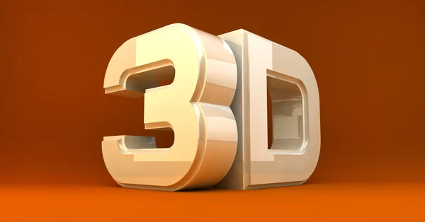 Grand lettrage tridimensionnel blanc 3d sur fond orange . — Photo