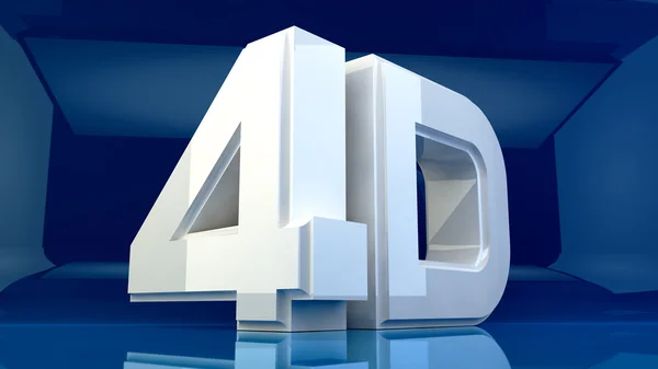 Large three-dimensional 4d white lettering on a blue reflective background. — Stock Photo, Image