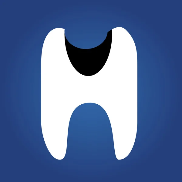 Diente abolladura, icono plano aislado sobre un fondo azul para su diseño, ilustración vectorial — Archivo Imágenes Vectoriales