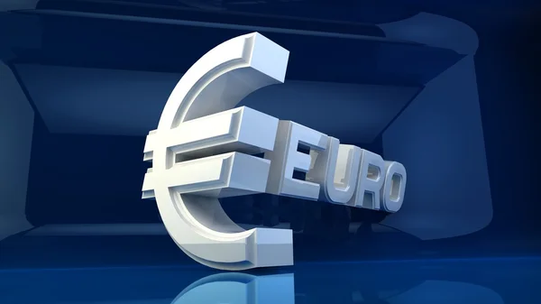 Euro símbolo con fondo azul — Foto de Stock
