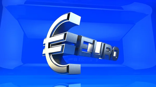 Euro símbolo con fondo azul — Foto de Stock