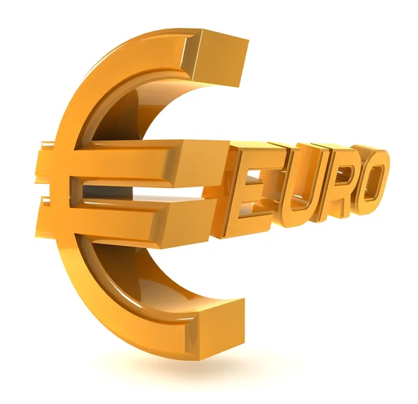 Emblema de oro euro aislado sobre un fondo blanco — Foto de Stock