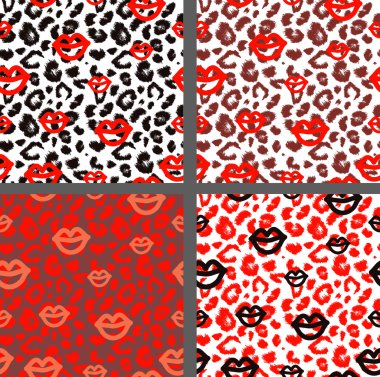 Set leopard print pattern. Set tiger print pattern. Set jaguar print textures.