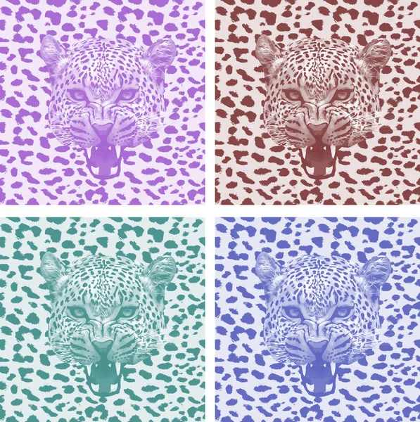 Definir padrão de impressão de leopardo. Definir padrão de impressão tigre. Definir texturas de impressão jaguar . — Vetor de Stock