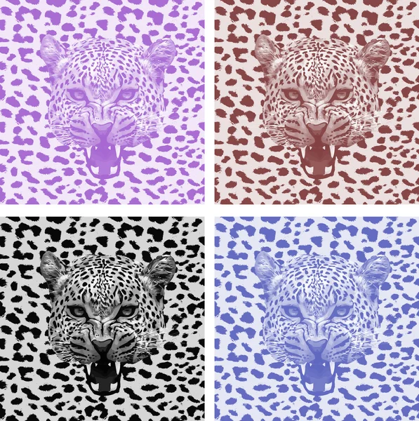 Definir padrão de impressão de leopardo. Definir padrão de impressão tigre. Definir texturas de impressão jaguar . — Vetor de Stock