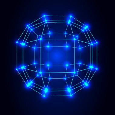 Poligonal arka plan kafes. Çizgiler ve noktalar kapsamını. Topu satırların noktalarına bağlı. Moleküler kafes. Çokgen yapısal kılavuz.