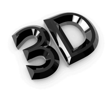 Glossy black 3D logo isolated on white background with reflection effect. Vector illustration.