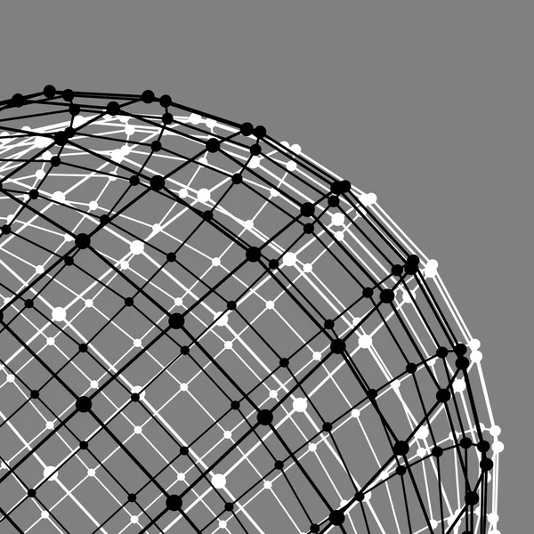 Mesh veelhoekige achtergrond. Toepassingsgebied van lijnen en punten. Bal van de lijnen verbonden met punten. Moleculaire lattice. Het structurele raster van veelhoeken. — Stockvector