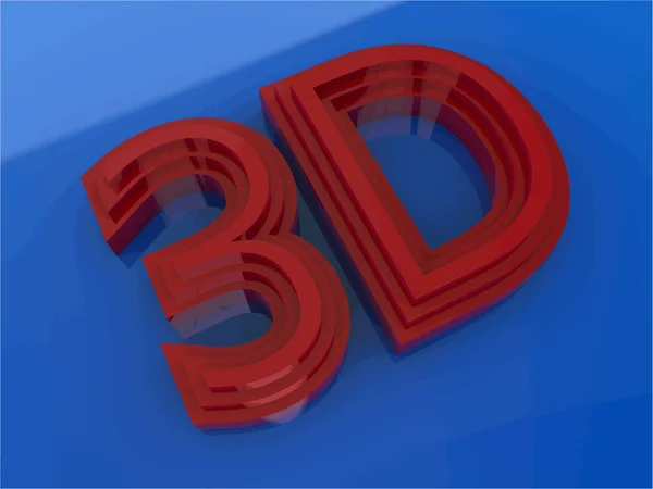Logotipo 3D de color brillante aislado sobre fondo azul con efecto de reflexión. Ilustración vectorial . — Vector de stock
