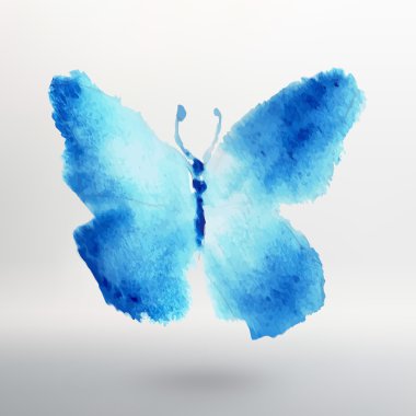 Butterfly watercolor drawing. Vector art isolated on white.
