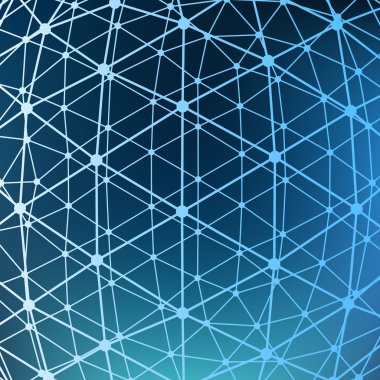 Soyut Örgü çokgen arka plan. Çizgilerin ve noktaların kapsamı. Noktalara bağlı çizgilerin topu. Moleküler kafes. Çokgenlerin yapısal ızgarası.