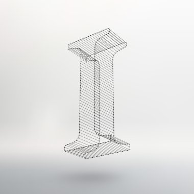 Mektup beyaz arka plan üzerinde vektör Illustration. Örgü poligonal yazı tipleri. Tel Çerçeve Kontur alfabe