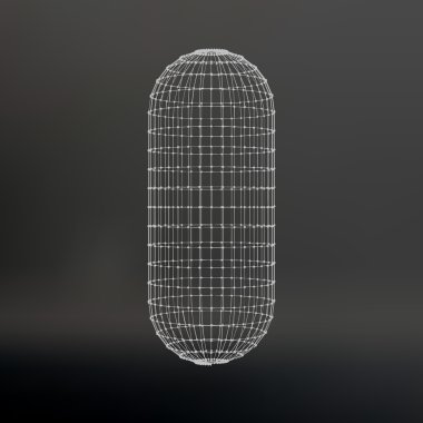 Wireframe mesh Polygonal capsule. The capsule of the lines connected dots. Atomic lattice. Driving constructive solution tank. Vector Illustration EPS10.