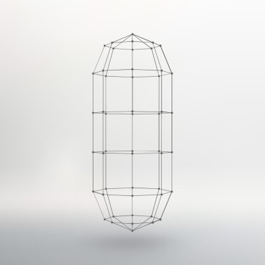 Wireframe mesh Polygonal capsule. The capsule of the lines connected dots. Atomic lattice. Driving constructive solution tank. Vector Illustration EPS10.
