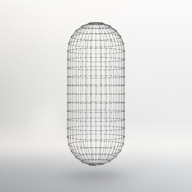 Wireframe mesh Polygonal capsule. The capsule of the lines connected dots. Atomic lattice. Driving constructive solution tank. Vector Illustration EPS10.