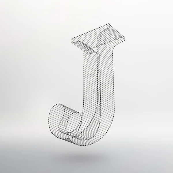 Vektor-Illustration des Buchstabens auf weißem Hintergrund. Schriftarten aus Polygonnetzen. Konturalphabete für Drahtrahmen — Stockvektor