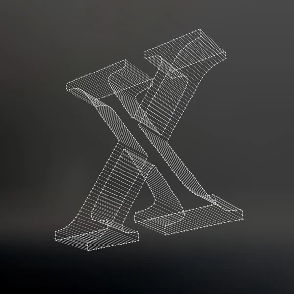 Bokstaven. Polygonal brev. Låga poly modell. Den tredimensionella mesh. Volym mesh karaktär. — Stock vektor