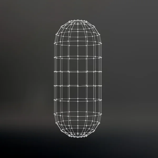 Wireframe mesh Polygonal capsule. The capsule of the lines connected dots. Atomic lattice. Driving constructive solution tank. Vector Illustration EPS10. — Wektor stockowy