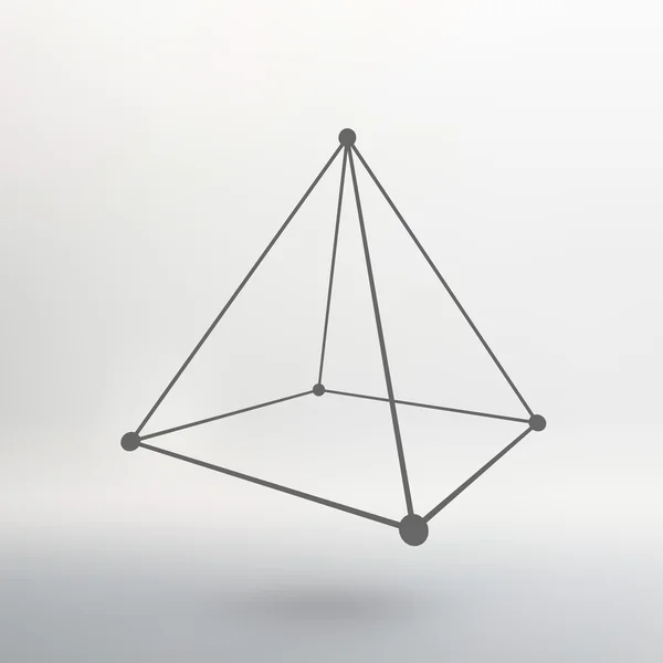 Wireframe mesh Polygonal pyramid. Pyramid of the lines connected points. Atomic lattice. Driving a constructive solution of the pyramid. Vector Illustration EPS10. — Wektor stockowy