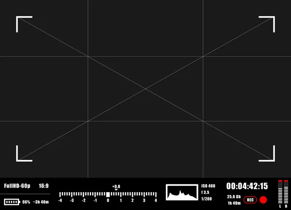 Camera viewfinder rec fundo. Tela de focagem da câmera . —  Vetores de Stock