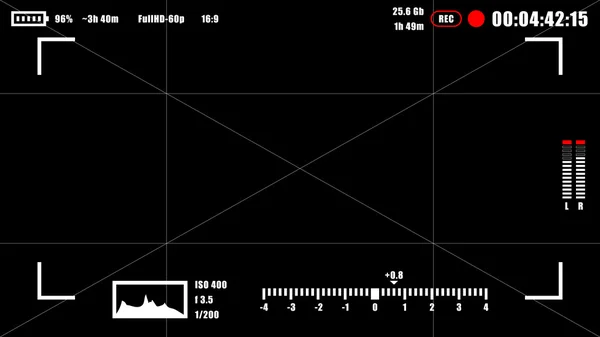 カメラのファインダーの rec の背景。カメラのフォーカシング スクリーン. — ストックベクタ