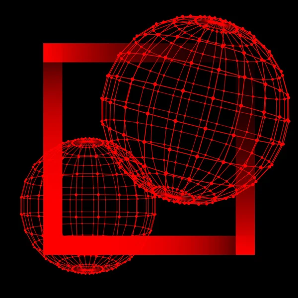 Polygonaler Hintergrund. Umfang der Linien und Punkte. Ball der Linien, die mit Punkten verbunden sind. Molekulargitter. das strukturelle Raster der Polygone. — Stockvektor