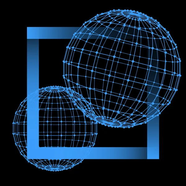 Mesh veelhoekige achtergrond. Toepassingsgebied van lijnen en punten. Bal van de lijnen verbonden met punten. Moleculaire lattice. Het structurele raster van veelhoeken. — Stockvector