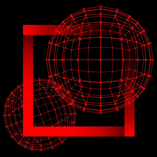 Fondo poligonal de malla. Alcance de líneas y puntos. Bola de las líneas conectadas a puntos. Rejilla molecular. La rejilla estructural de los polígonos . — Vector de stock