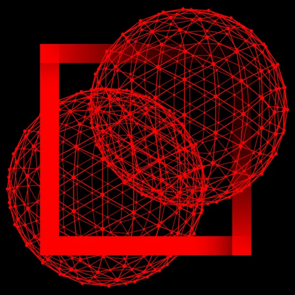 Polygonaler Hintergrund. Umfang der Linien und Punkte. Ball der Linien, die mit Punkten verbunden sind. Molekulargitter. das strukturelle Raster der Polygone. — Stockvektor