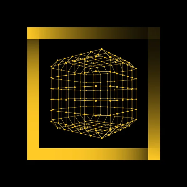 Mesh veelhoekige achtergrond. Toepassingsgebied van lijnen en punten. Bal van de lijnen verbonden met punten. Moleculaire lattice. Het structurele raster van veelhoeken. — Stockvector