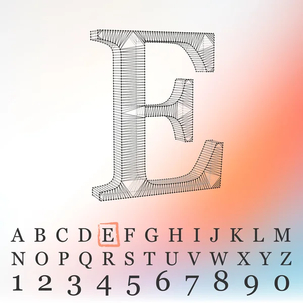 Vectorillustratie van brief achtergrond. Lettertypen van Mesh veelhoekige. Draad frame contour alfabetten — Stockvector