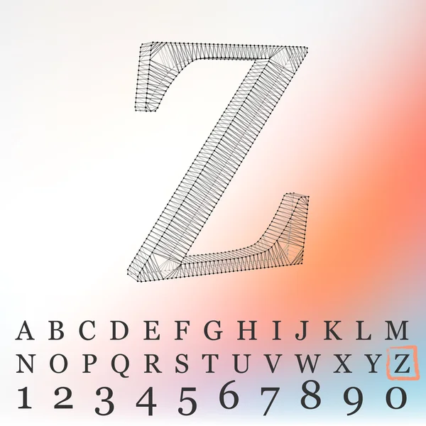 문자 배경 벡터 일러스트입니다. 다각형 메시의 글꼴입니다. 와이어 프레임 윤곽선 알파벳 — 스톡 벡터