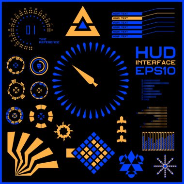 Soyut gelecek, konsept vektör fütüristik mavi sanal grafik dokunmatik arayüzü HUD. Web, site, mobil uygulamalar için siyah arkaplan, tekno, çevrimiçi tasarım, iş, gui, ui.