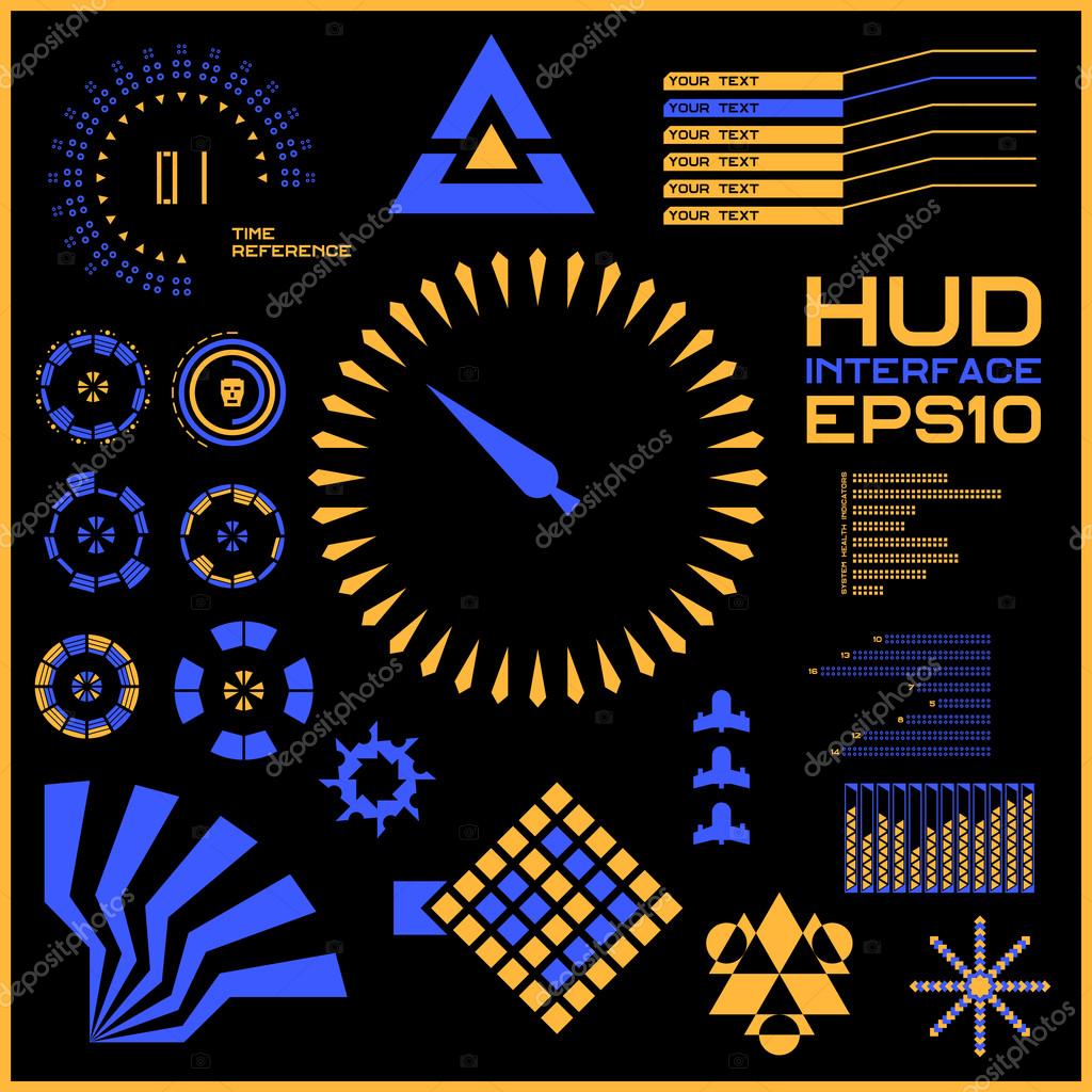 Abstract future, concept vector futuristic blue virtual graphic touch user interface HUD. For web, site, mobile applications isolated on black background, techno, online design, business