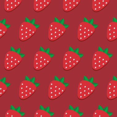 Sorunsuz vektör çilek deseni. Duvar kağıdı, tekstil, ambalaj kağıdı, paket için tasarım.