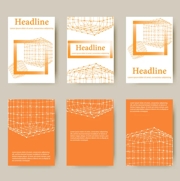 Polygonal design style letterhead and brochure for business. Abstract line polygonal design — Wektor stockowy