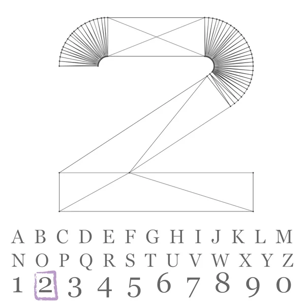 Vector fuente baja poly numbers. Alfabeto del número de polígono. Ilustración vectorial . — Vector de stock