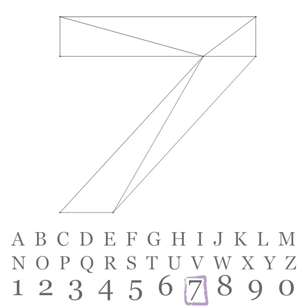 Vektor niedrige Poly-Zahlen Schrift. Polygon-Zahlenalphabet. Vektorillustration. — Stockvektor