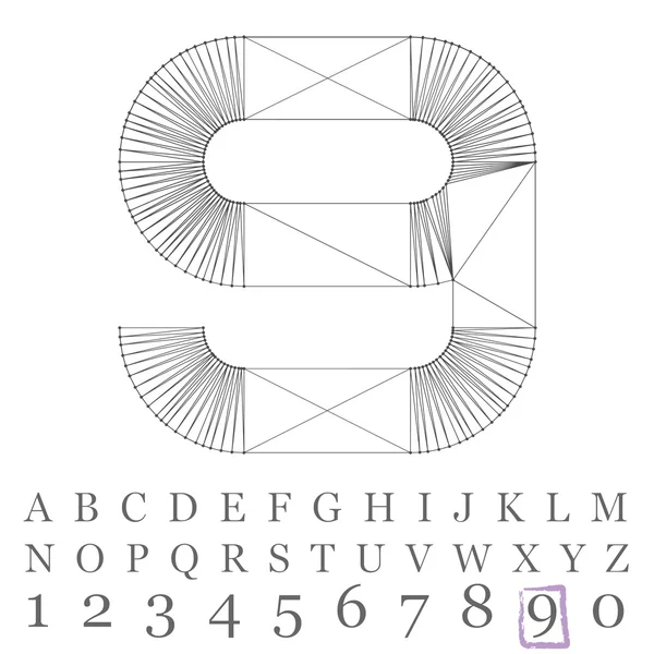 Vector fuente baja poly numbers. Alfabeto del número de polígono. Ilustración vectorial . — Vector de stock