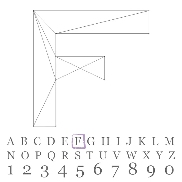Vector låg poly nummer teckensnitt. Polygon nummer alfabetet. Vektor illustration. — Stock vektor