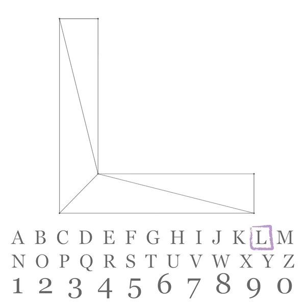 Vector låg poly nummer teckensnitt. Polygon nummer alfabetet. Vektor illustration. — Stock vektor
