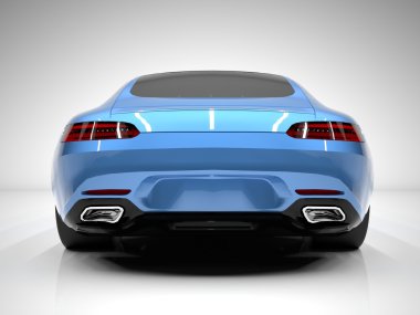 Sports car rear view. The image of a sports blue car on a white background. clipart