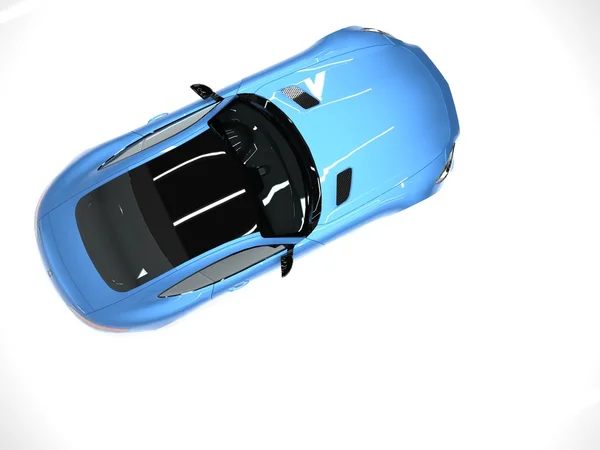 Sports car top view. The image of a sports blue car on a white background. — Stok fotoğraf