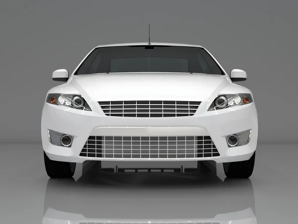 Car front view. The image of a white car on a gray background. — Stock Photo, Image