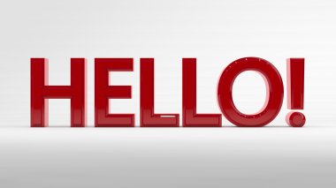 3D red hello inscription