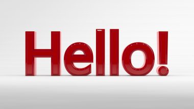 3D red hello inscription