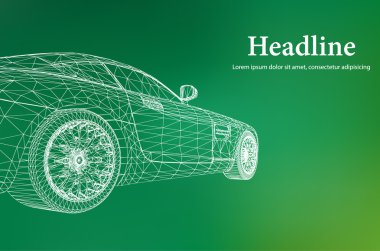 3D araba modelinin soyut yaratıcı konsept vektör arka planı. Spor araba..